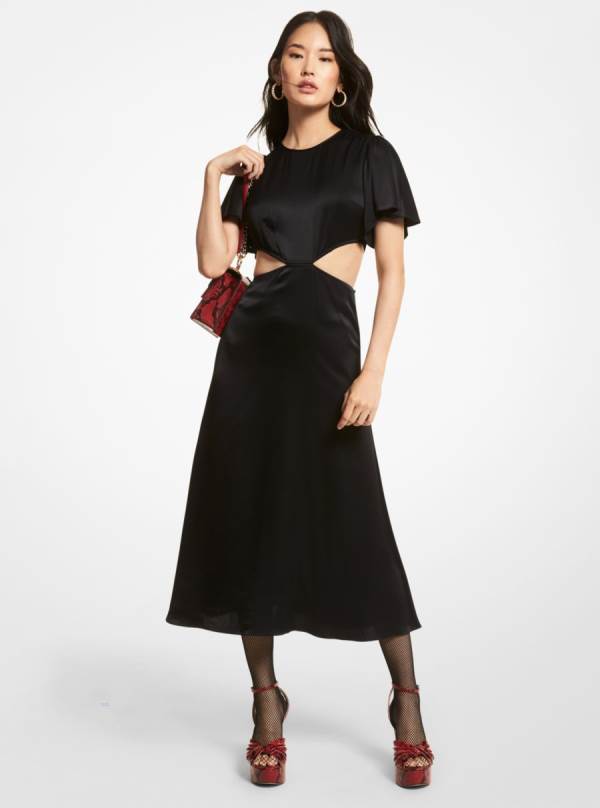 Damske Saty Michael Kors Satin Cutout Čierne - Oblecenie Michael Kors Outlet | RUHVX-5163